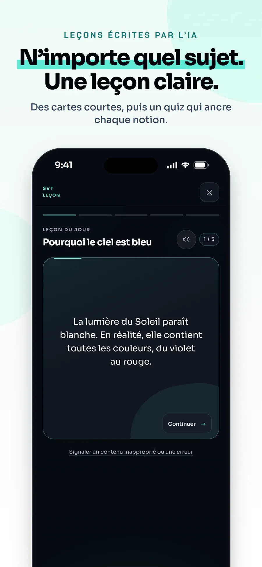 N’importe quel sujet. Une leçon claire.