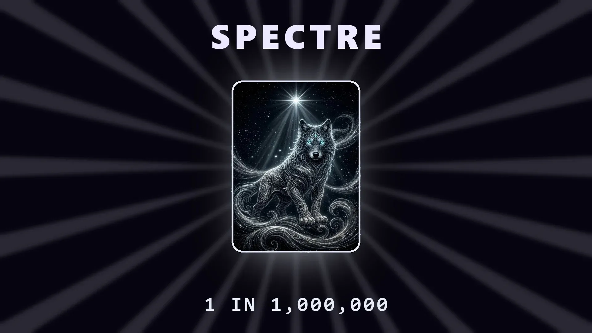 A Spectre reflection, one in a million, surrounded by rays of light.